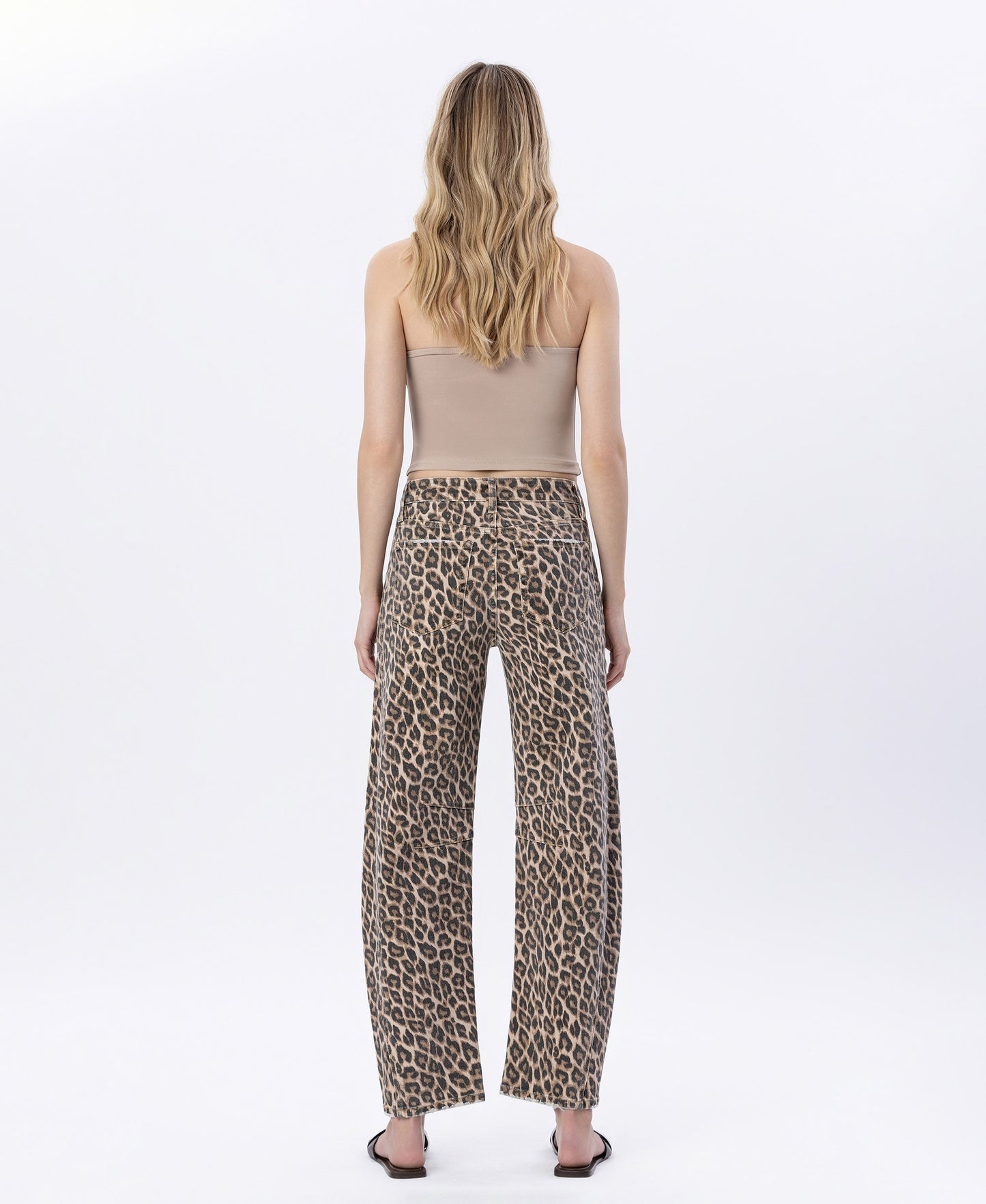 Back product images of Leopard - High Rise Leopard Print Barrel Jeans