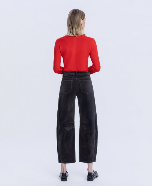 Back product images of Dark Gray - High Rise Corduroy Barrel Jeans