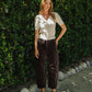 editorial image of Dark Gray - High Rise Corduroy Barrel Jeans