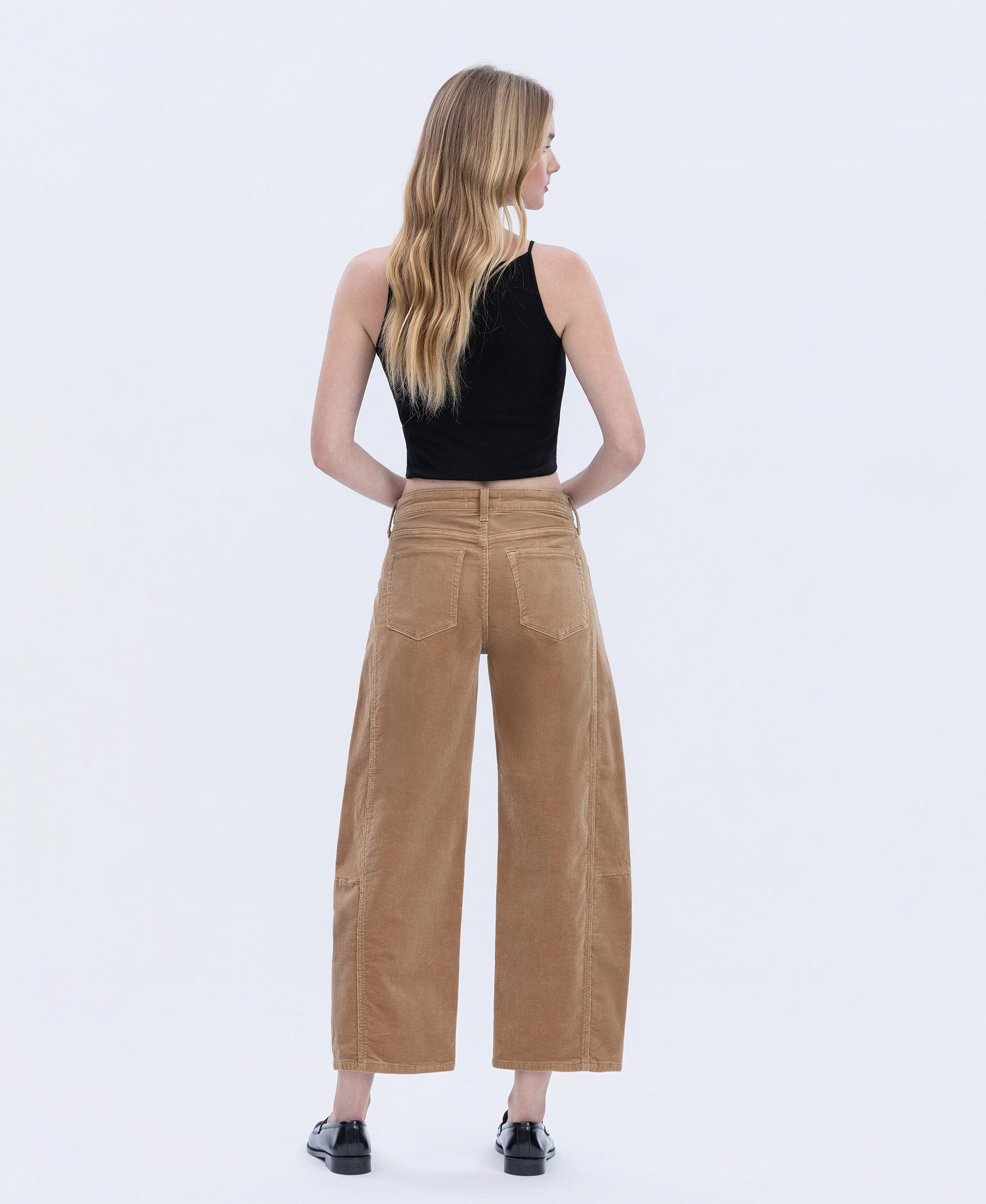 Back product images of Khaki - High Rise Corduroy Barrel Jeans