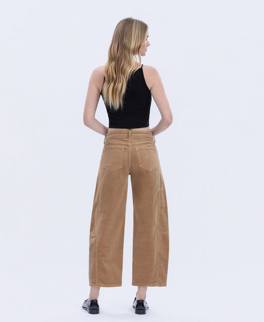Back product images of Khaki - High Rise Corduroy Barrel Jeans