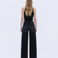 Back product images of Black - High Rise Silver Dome Nail Head Detail Wide Leg Jeans
