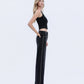 Right side product images of Black - High Rise Silver Dome Nail Head Detail Wide Leg Jeans