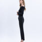 Left 45 degrees product image of Black - Mid Rise Raw Step Hem Crop Flare Jeans