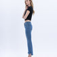 Left side product images of Marine - Mid Rise Raw Step Hem Kick Flare Jeans