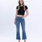 Front product images of Marine - Mid Rise Raw Step Hem Kick Flare Jeans