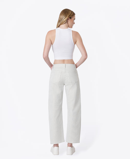 Back product images of Stripe - High Rise Dart Detail Striped Crop Barrel Jeans
