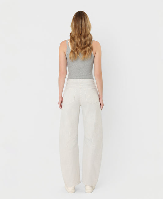 Back product images of Stripe - High Rise Dart Detail Striped Crop Barrel Jeans