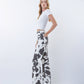 Left side product images of Cow Print - High Rise Full Length Wide Leg Jeans