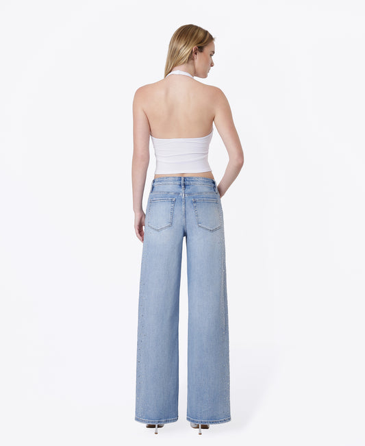 Back product images of Intrigue - High Rise Hotfix Embellished Wide Leg Jeans