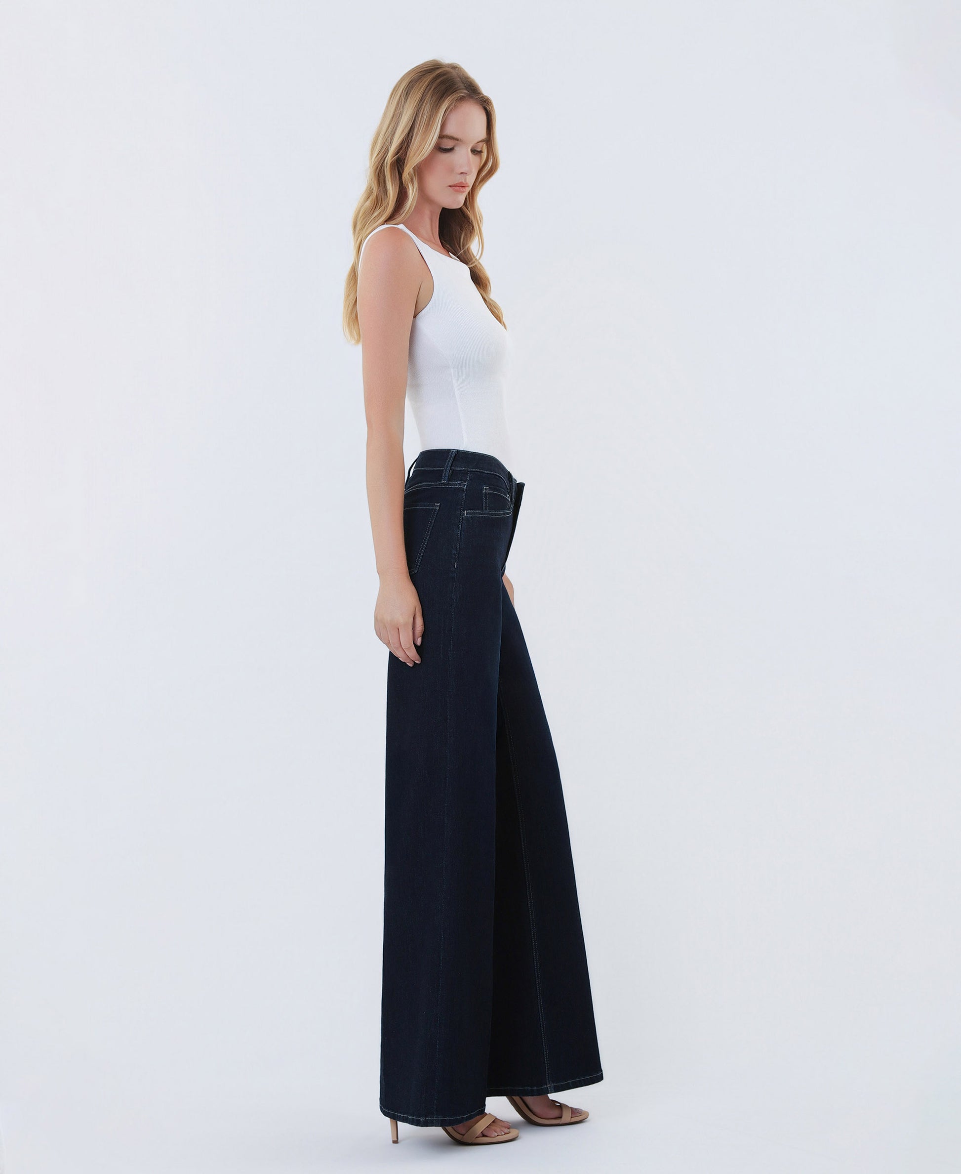 Right side product images of Surviving - Mid Rise Trouser Fold Wide Leg Jeans