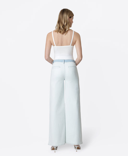 Back product images of Castle Rock - High Rise Contrast WB Striped Wide Leg Jeans