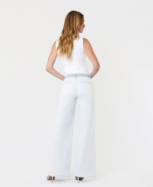 Back product images of Castle Rock - High Rise Contrast WB Striped Wide Leg Jeans