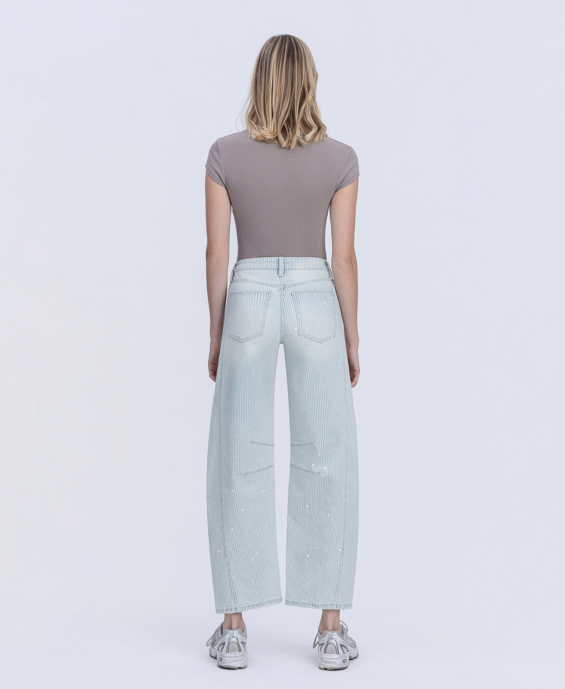 Back product images of Stripe - High Rise Paint Splash Tinted Barrel Jeans