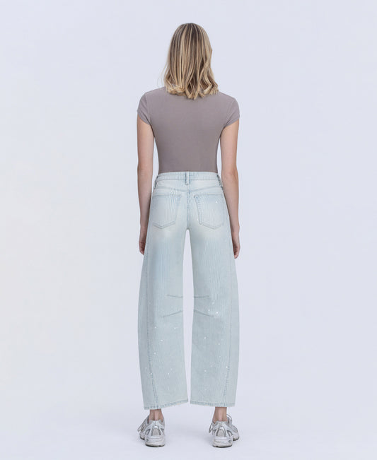 Back product images of Stripe - High Rise Paint Splash Tinted Barrel Jeans