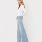 Left side product images of Stripe - High Rise Waist Tie Full Length Wide Leg Jeans