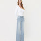 Right 45 degrees product image of Stripe - High Rise Waist Tie Full Length Wide Leg Jeans 