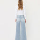Back product images of Stripe - High Rise Waist Tie Full Length Wide Leg Jeans