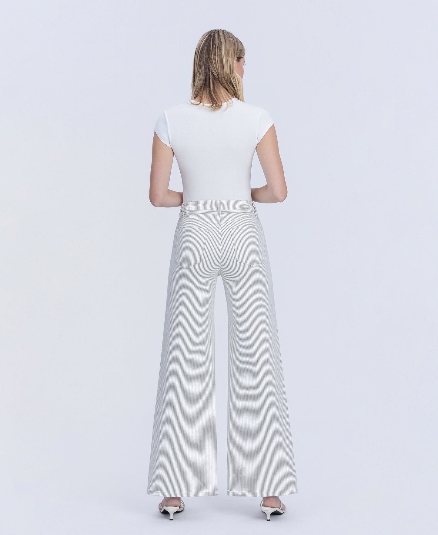 Back product images of Stripe - High Rise Waist Tie Extreme Wide Leg Jeans
