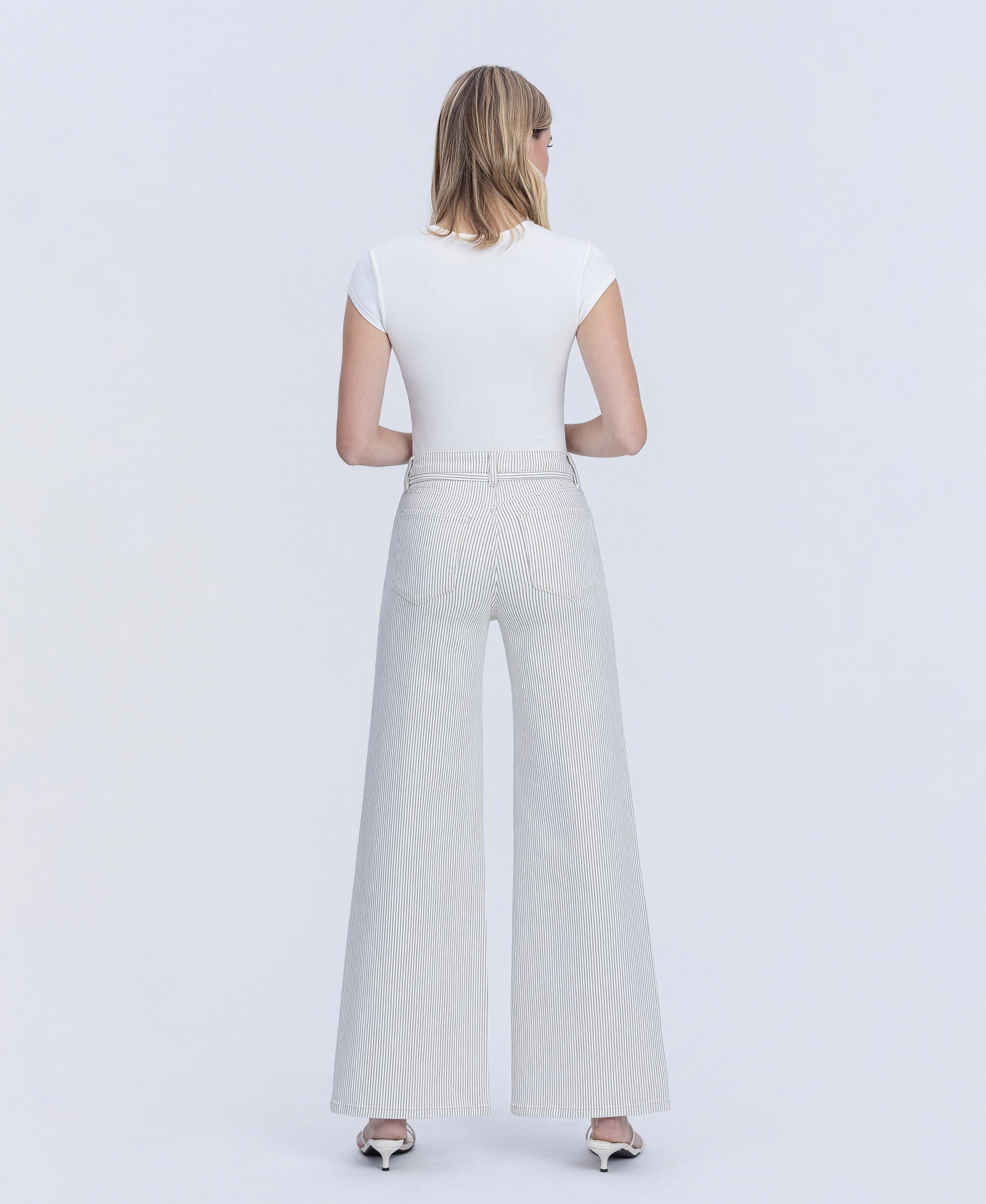 Back product images of Stripe - High Rise Waist Tie Extreme Wide Leg Jeans
