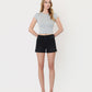 Front product images of Black - High Rise Super Soft Cuffed Denim Shorts