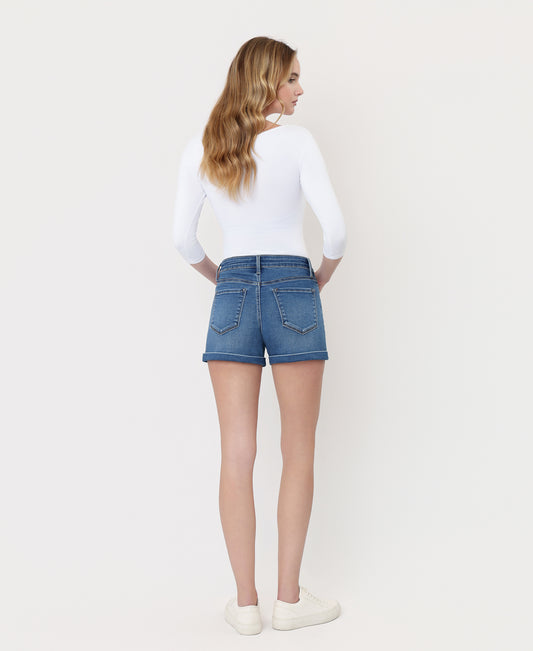 Back product images of Medium Wash - High Rise Super Soft Cuffed Denim Shorts