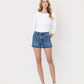 Front product images of Medium Wash - High Rise Super Soft Cuffed Denim Shorts