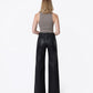 Back product images of Black - High Rise Patch Pocket Coated Wide Leg Jeans