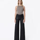 Front product images of Black - High Rise Patch Pocket Coated Wide Leg Jeans