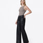 Left 45-degree product image of Black - High Rise Patch Pocket Coated Wide Leg Jeans