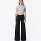 Front product images of Black - High Rise Trouser Hem Coated Wide Leg Jeans