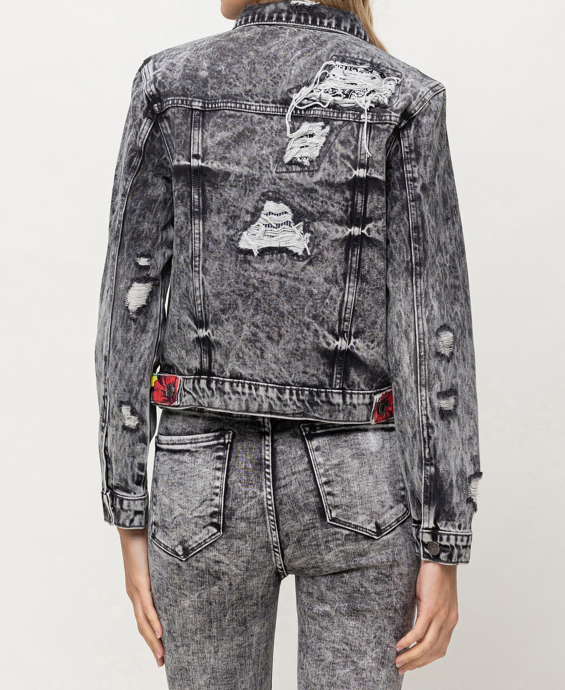 Back product images of Time Travel - Distressed Patched Classic Fit Jacket