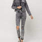 Front full body product images of Time Travel - Distressed Patched Classic Fit Jacket