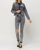 Front full body product images of Time Travel - Distressed Patched Classic Fit Jacket