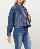 Right 45 degrees product image of Tough Love - Balloon Sleeve Denim Jeans Jacket