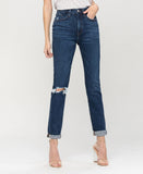 Right 45 degrees product image of Modern Love - Distressed Roll Up Stretch Mom Jean