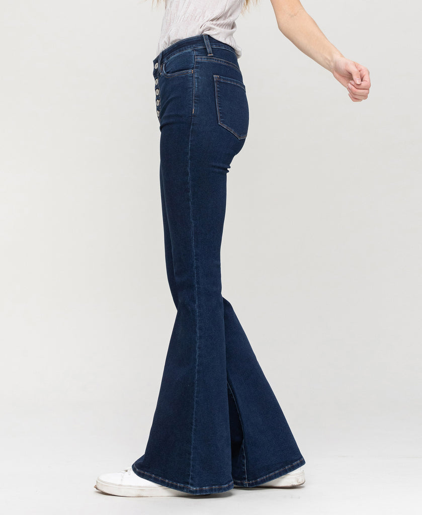 Left side product images of Escapade - High Rise Button Up Super Flare Jeans