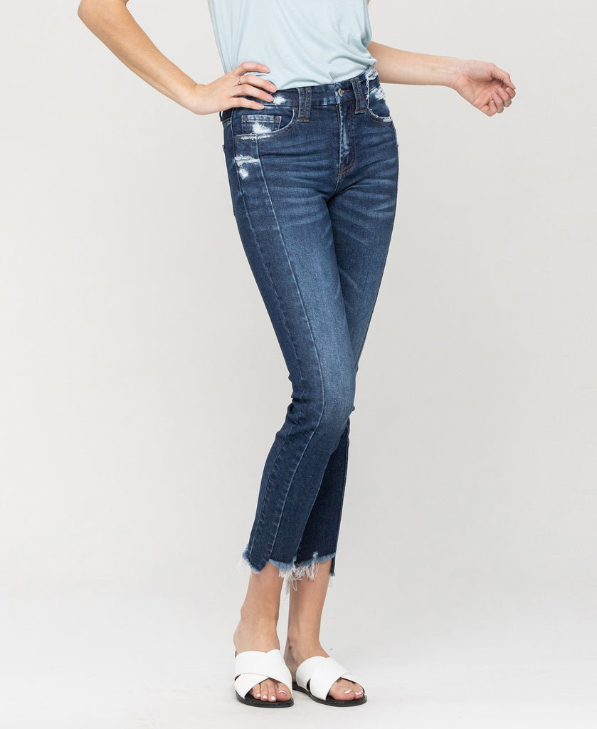Right 45 degrees product image of Excuses - Mid Rise Distressed Slim Straight Jeans