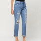Right 45 degrees product image of Summer Dance - Zipper Fly Distressed Paint Splatter Boyfriend Jeans