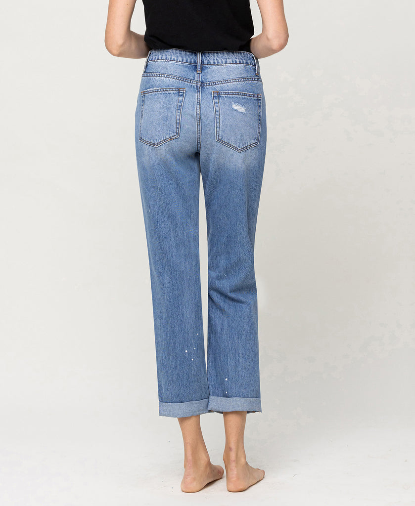 Back product images of Summer Dance - Zipper Fly Distressed Paint Splatter Boyfriend Jeans