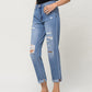 Left 45 degrees product image of Summer Dance - Zipper Fly Distressed Paint Splatter Boyfriend Jeans
