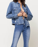 Right side product images of Plot Twist - Classic Denim Jacket with Raw Hem Denim Jeans Jacket