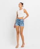 Left 45 degrees product image of Softly - High Rise Distressed Patched Cuffed Shorts