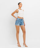 Right 45 degrees product image of Softly - High Rise Distressed Patched Cuffed Shorts