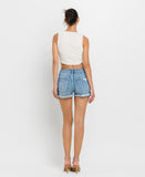 Back product images of Softly - High Rise Distressed Patched Cuffed Shorts