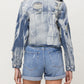 Back product images of Yumi - Rigid Classic Crop Denim Jacket W Blue Tie Dye Wash