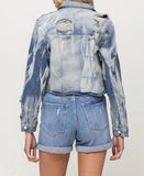 Back product images of Yumi - Rigid Classic Crop Denim Jacket W Blue Tie Dye Wash